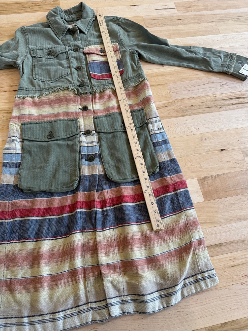 Free People Arizona Sunset Maxi Jacket Green-Boho-Southwestern-S-New - Picture 5 of 7